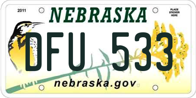 NE license plate DFU533