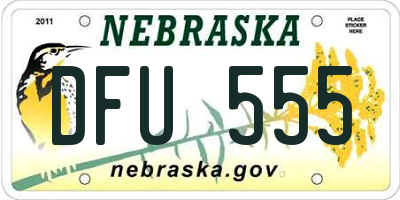 NE license plate DFU555