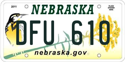 NE license plate DFU610