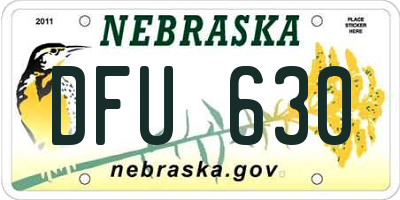 NE license plate DFU630
