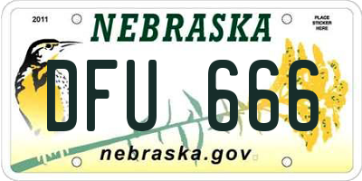 NE license plate DFU666