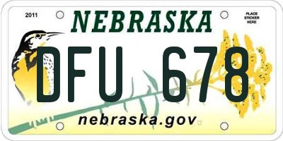 NE license plate DFU678