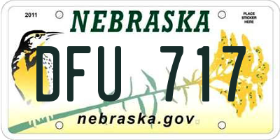 NE license plate DFU717