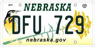 NE license plate DFU729