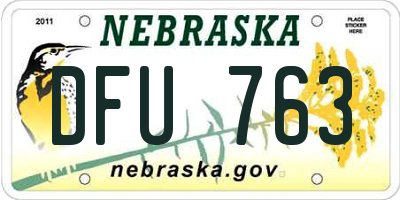 NE license plate DFU763