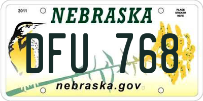 NE license plate DFU768