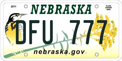 NE license plate DFU777