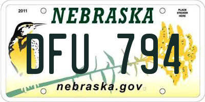 NE license plate DFU794