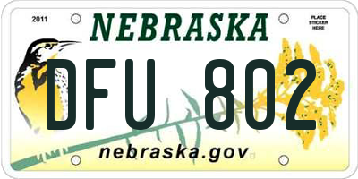 NE license plate DFU802