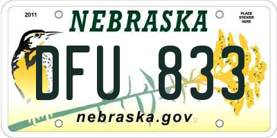 NE license plate DFU833