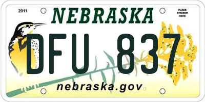 NE license plate DFU837