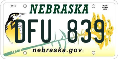NE license plate DFU839