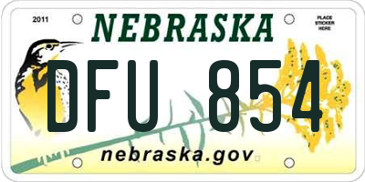 NE license plate DFU854