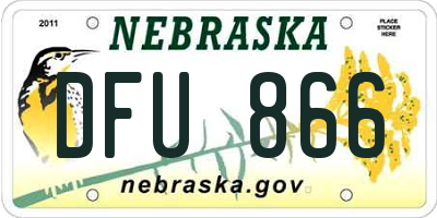 NE license plate DFU866
