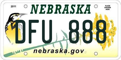 NE license plate DFU888