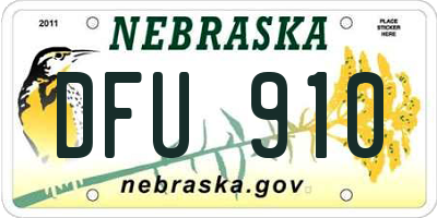 NE license plate DFU910