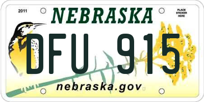 NE license plate DFU915