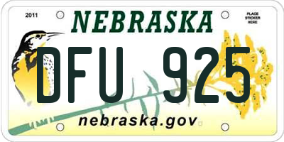 NE license plate DFU925