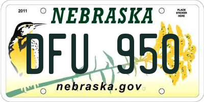 NE license plate DFU950