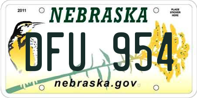 NE license plate DFU954