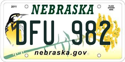 NE license plate DFU982