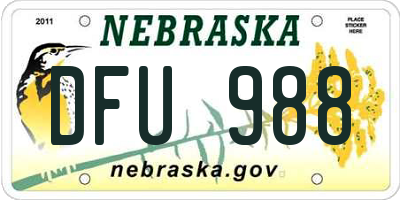 NE license plate DFU988