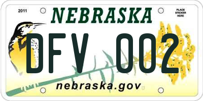NE license plate DFV002