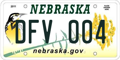 NE license plate DFV004