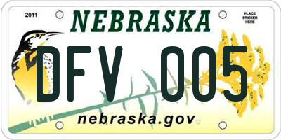 NE license plate DFV005