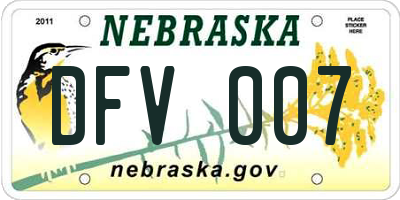 NE license plate DFV007