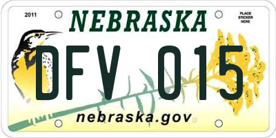 NE license plate DFV015