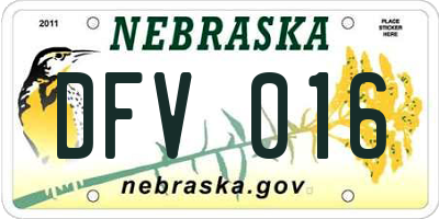 NE license plate DFV016