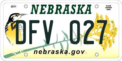 NE license plate DFV027