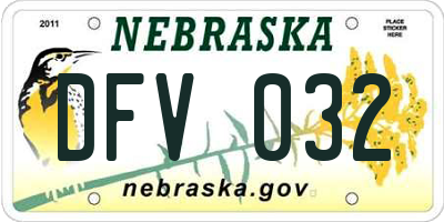 NE license plate DFV032