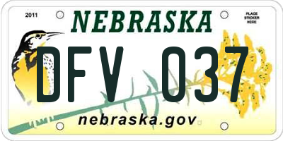 NE license plate DFV037