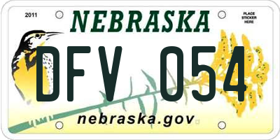 NE license plate DFV054