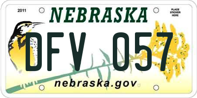NE license plate DFV057