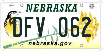 NE license plate DFV062