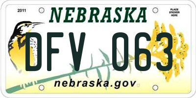NE license plate DFV063