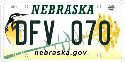 NE license plate DFV070