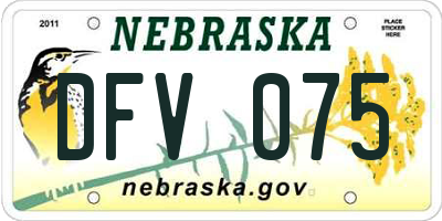 NE license plate DFV075