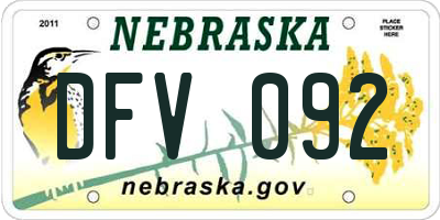 NE license plate DFV092