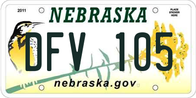 NE license plate DFV105