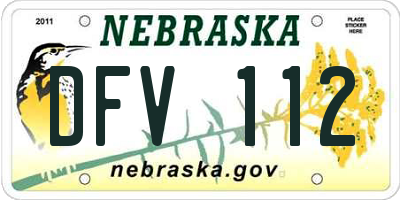 NE license plate DFV112