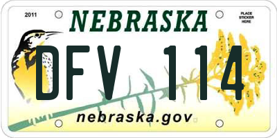 NE license plate DFV114