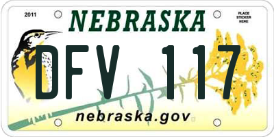 NE license plate DFV117