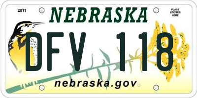 NE license plate DFV118