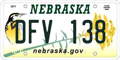 NE license plate DFV138