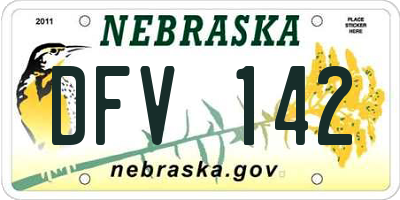 NE license plate DFV142