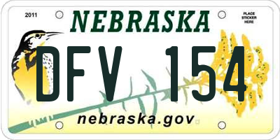NE license plate DFV154